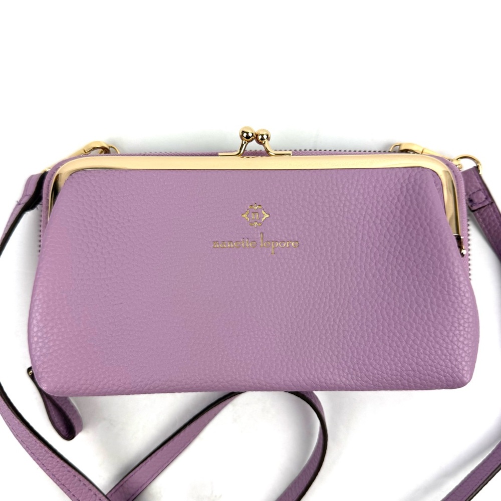 Nanette Lepore Crossbody Wallet Lavender  Faux Leather Handbag Brand‎ New